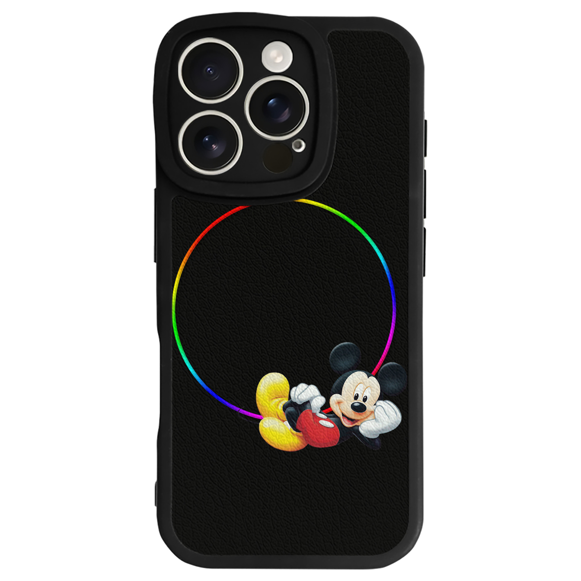 （画像用） ミッキーマウス Mickey Mouse 【iPhone 16シリーズ対応】シリコンスマホケース（レザー調） 材質：シリコン
